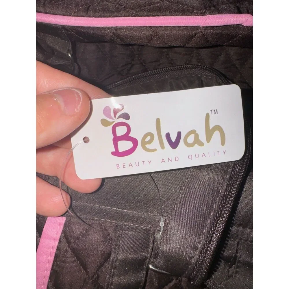 Belvah NWT Quilted Backpack with 1 or 2 Straps Brown and Pink